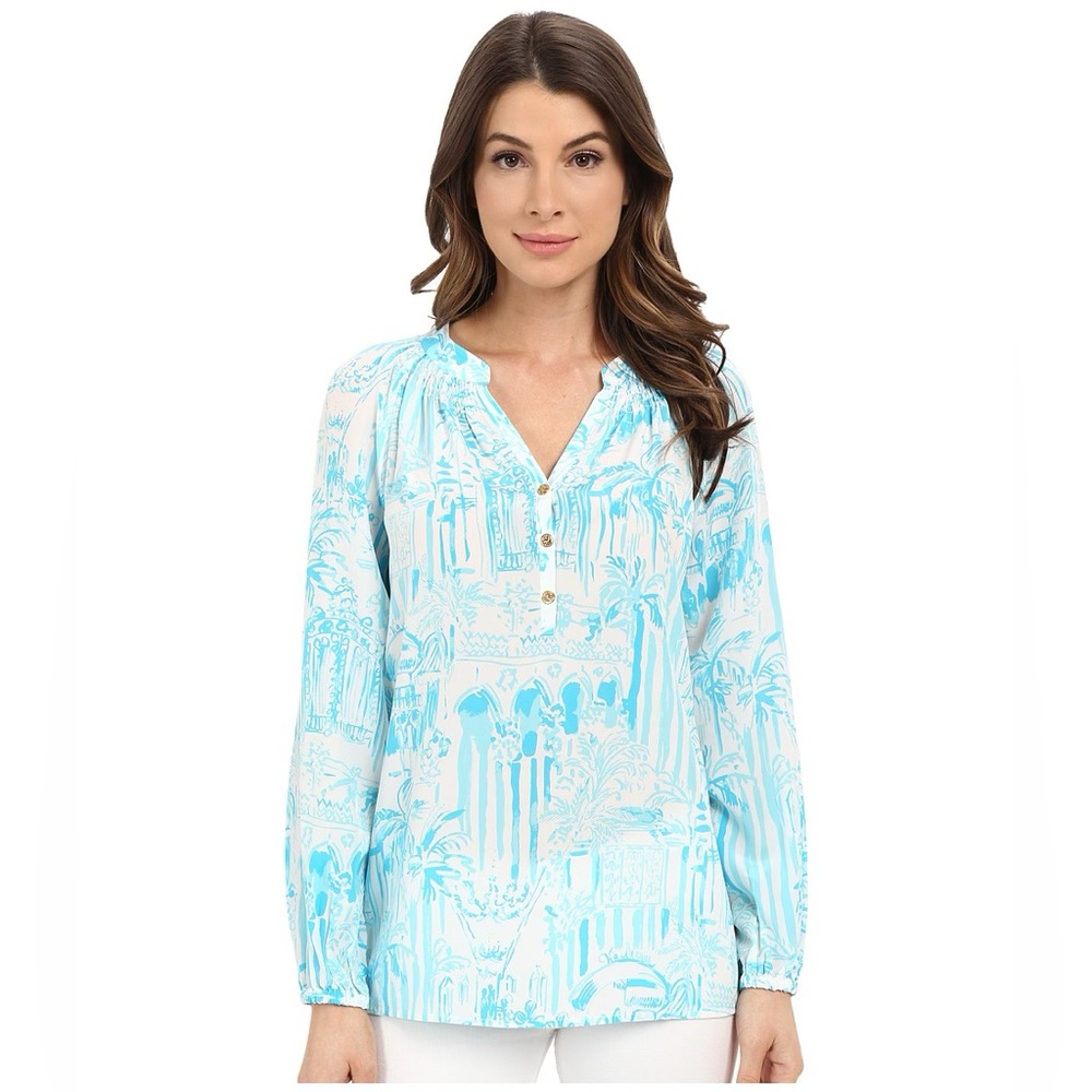 Lilly Pulitzer Elsa Top resort White La Via Loca Blouse